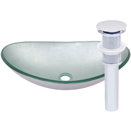 Novatto ARGENTO OVAL Glass Vessel Bathroom Sink Set, Chrome TIG-70328031CH